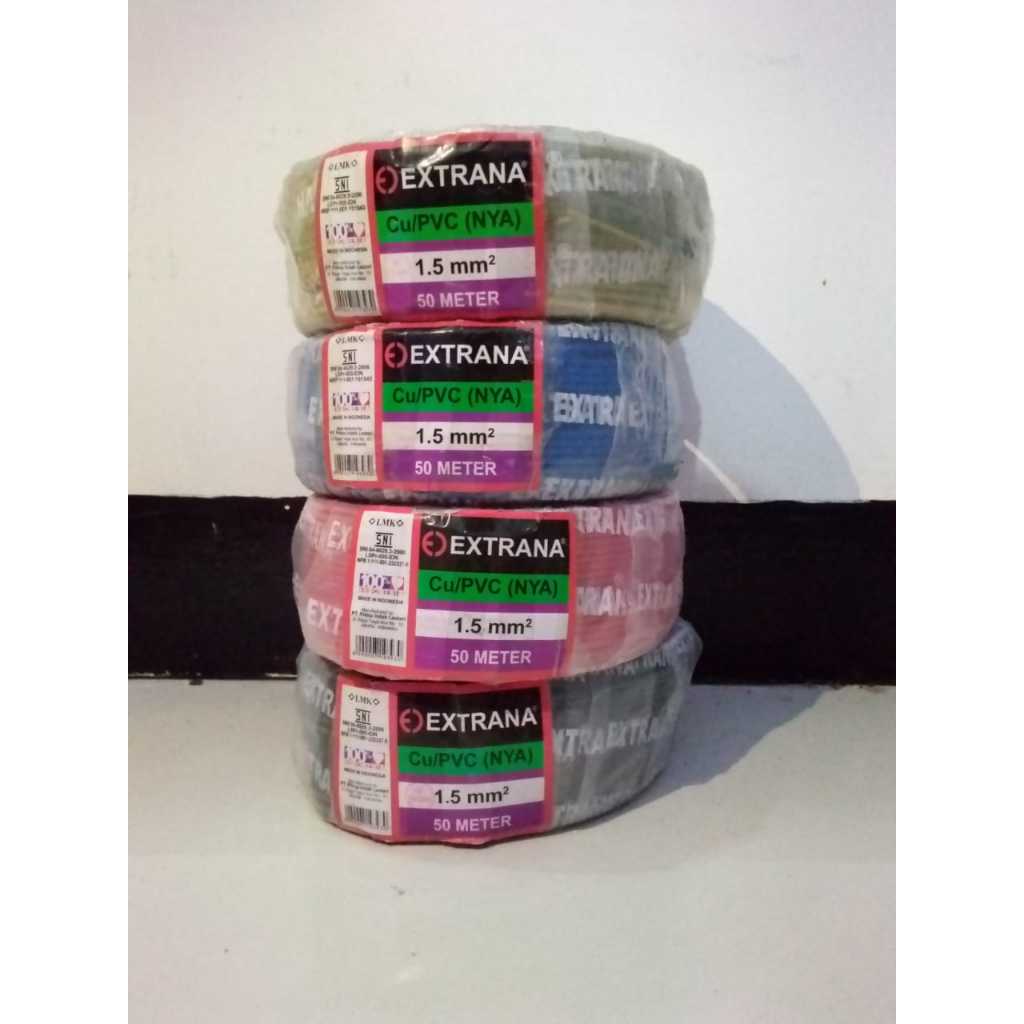 Jual Kabel Engkel kawat tunggal NYA 1,5mm Extrana (50mtr/roll) warna ...
