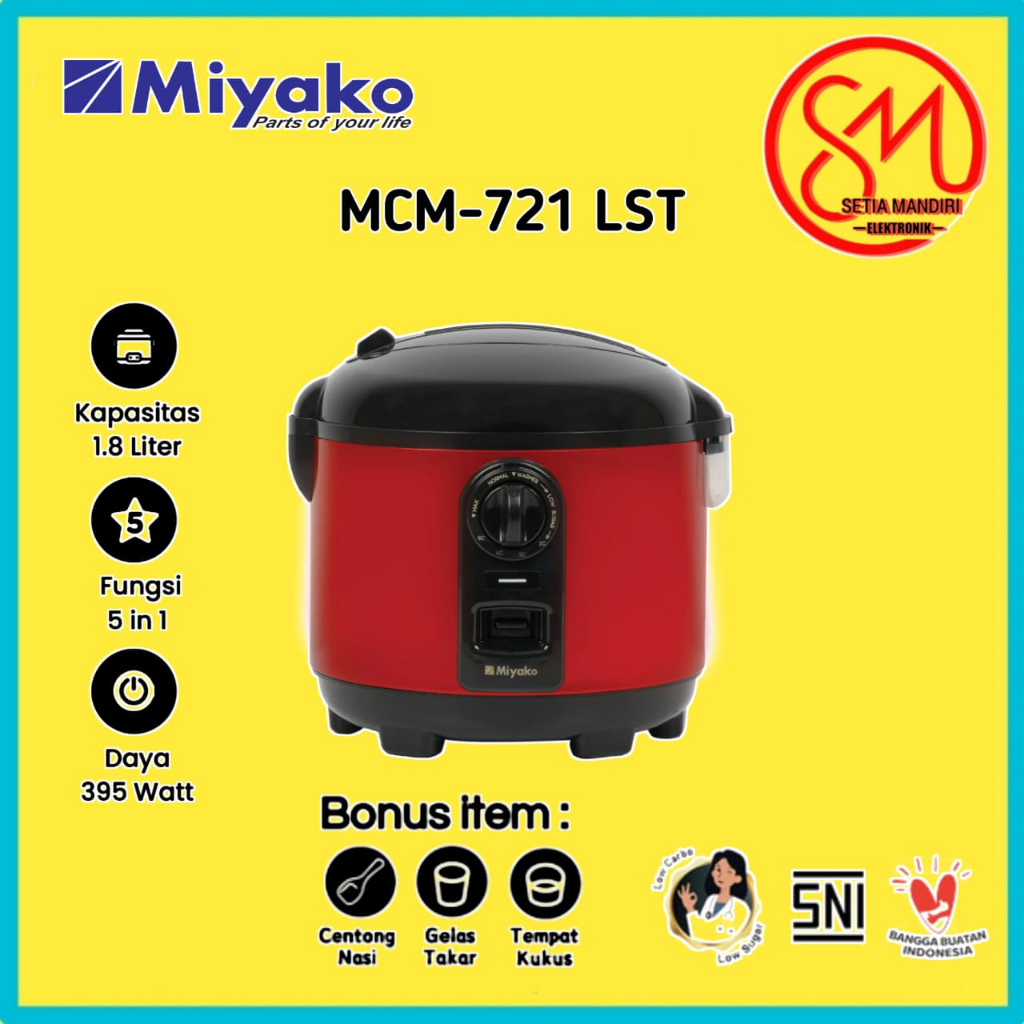 Jual Magic Com Low Sugar Carbo Miyako MCM721LST - Rice Cooker 3 in 1 ...