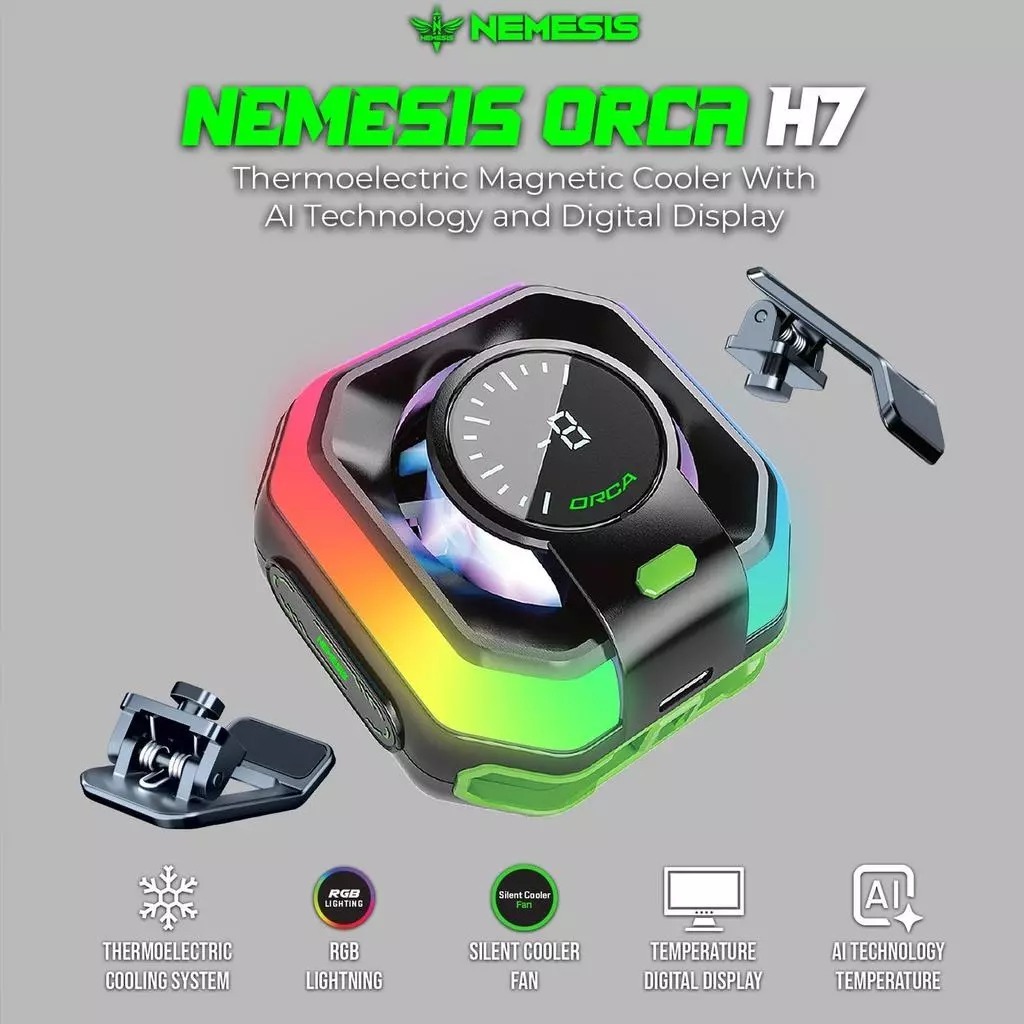 Jual NYK Nemesis Magnetic AI Phone Cooler Fan with Bracket ORCA H7 ...