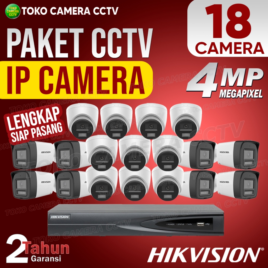 Jual PAKET CCTV IP CAMERA HIKVISION 4MP 32 CHANNEL 18 KAMERA | Shopee ...