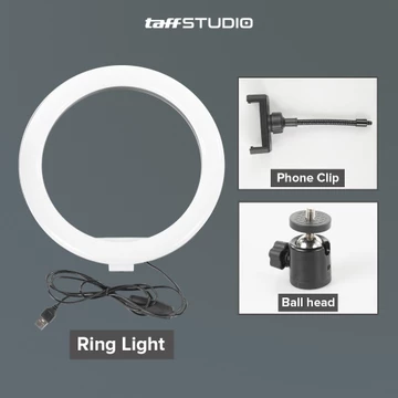 QX 260 Lampu Halo Ring Light LED 26cm 3 In 1 Color Phone Holder 10W Lampu Studio 10 Inch