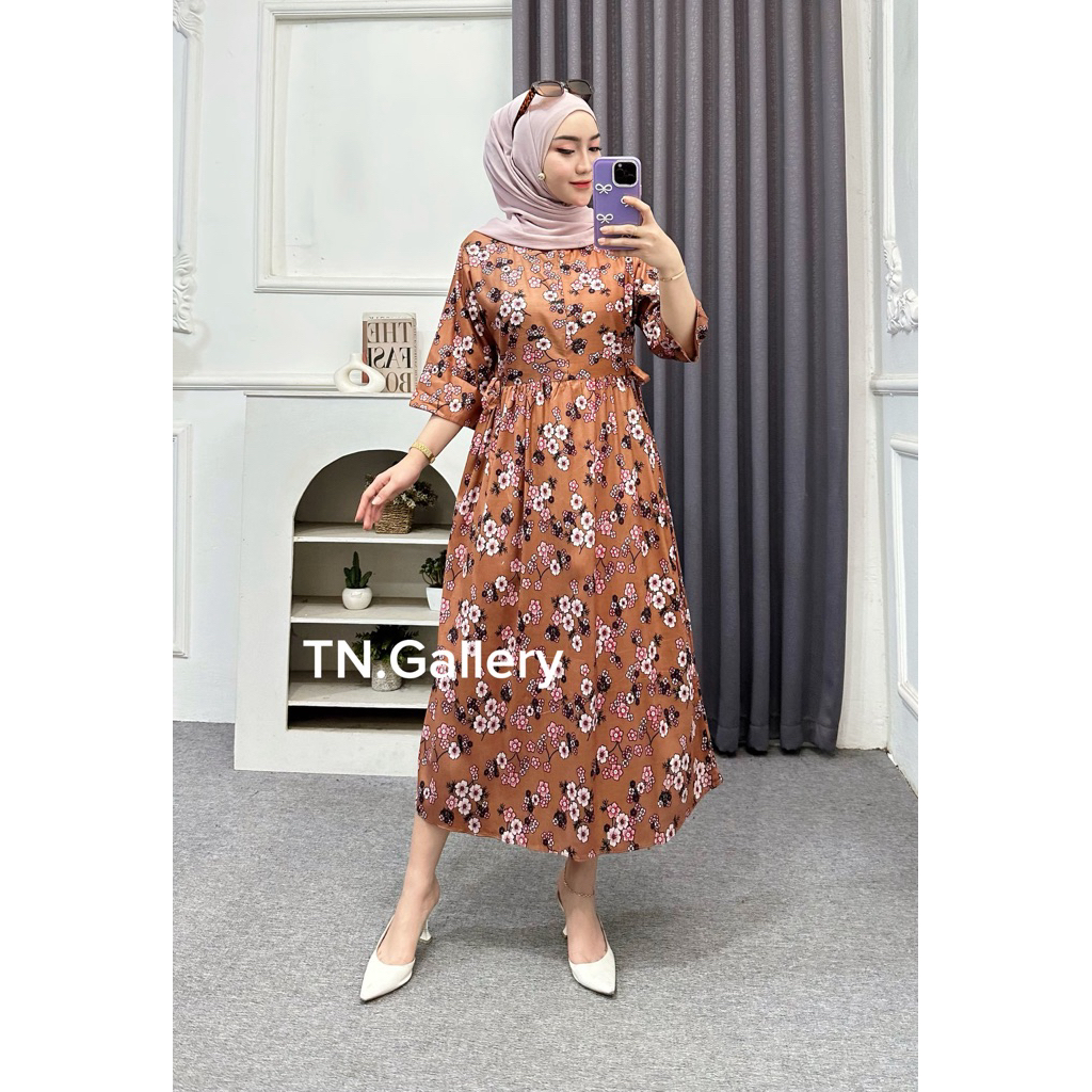 Jual Midi Dress Miranda Rayon Busui Friendly Lengan 3/4 Dress Jumbo |  Shopee Indonesia