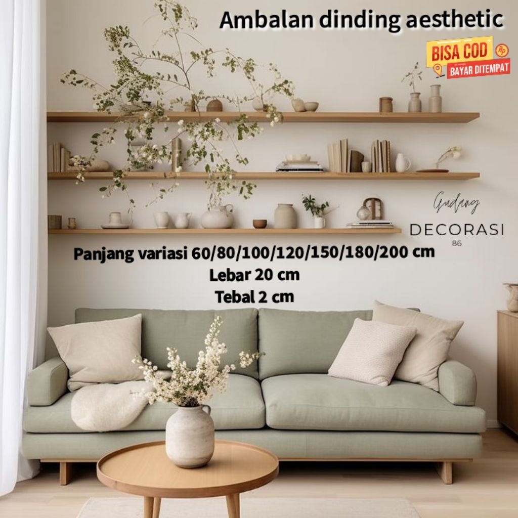 Jual [PROMO] RAK AMBALAN DINDING AESTHETIC panjang variasi 60/80/100 ...