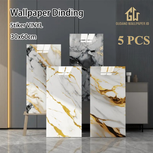 Paket 5 Lembar PVC Vinyl Marble Ukuran 30cm x 60cm Lantai Vinyl Marbel Granit Stiker Wallpaper