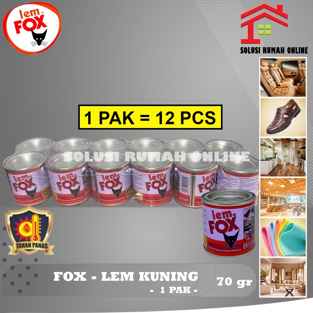 Jual Lem Fox 70 gr (Pack) / Lem Kuning Serbaguna / Ons Kaleng Merah Lem ...