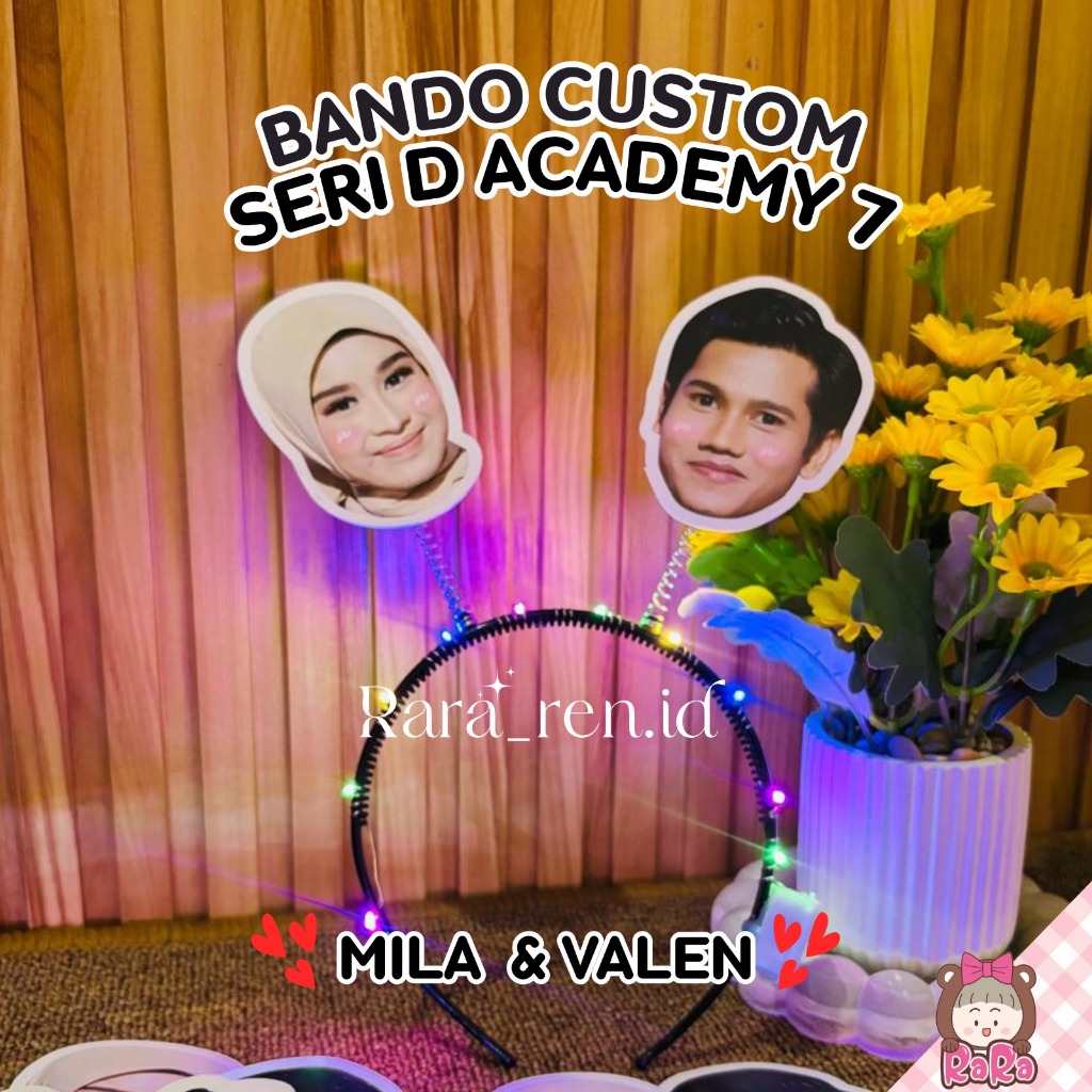 Jual Custom Bando Tuing-Tuing Muka Milen Mila Valen D'Academy 7 Tulisan ...