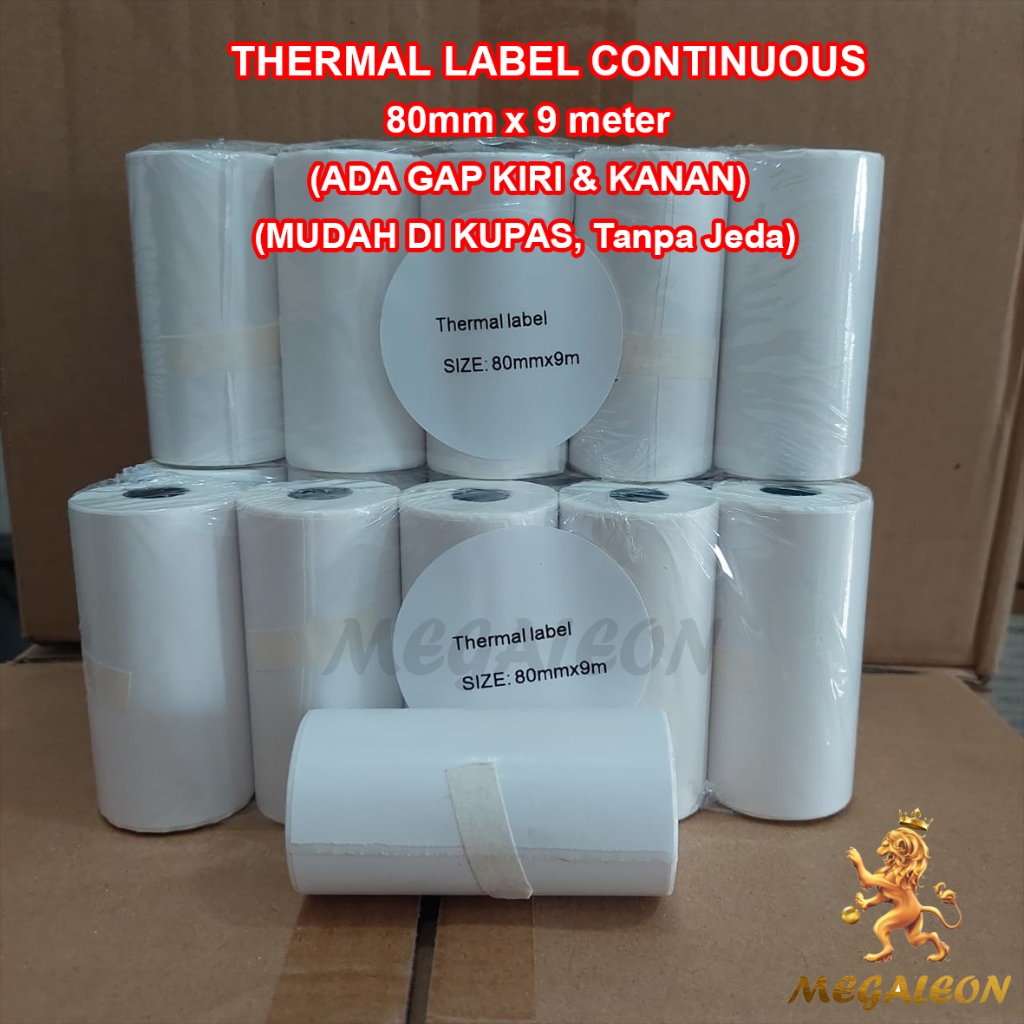 Jual Stiker Label Thermal 80x9 Meter Continuous Continiu Kontiniu Tanpa ...