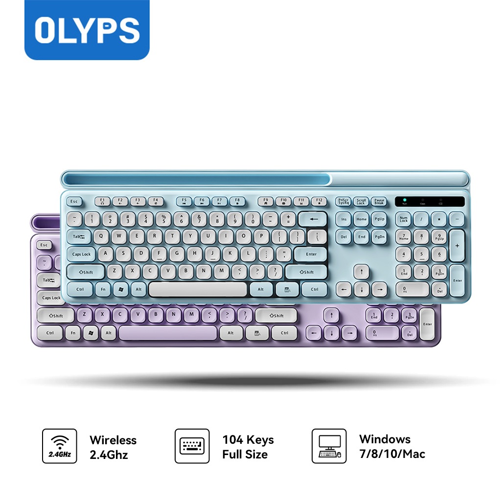 Jual OLYPS Keyboard Wireless 2.4Ghz Portable 104 Key Full Size Laptop ...