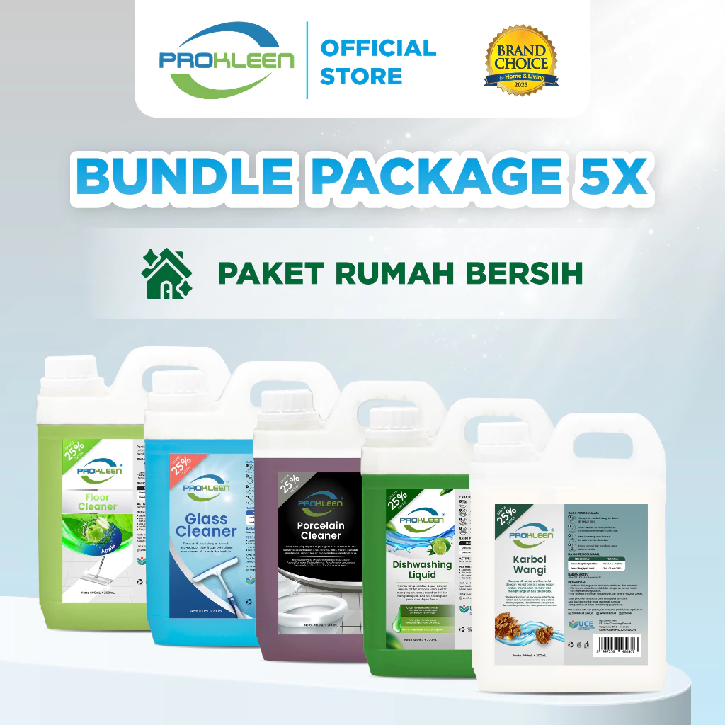 PROKLEEN [SPECIAL BUNDLE] Floor + Glass + Porcelain Cleaner + Karbol + Dishwashing United Cleaning 800ml+25% - foto 1