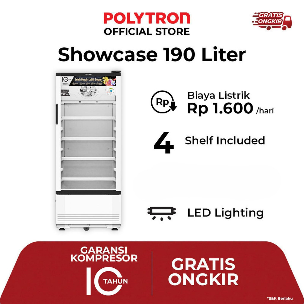 Jual POLYTRON Showcase SCN 190 Display Cooler 4 Rak 190 Liter | Shopee ...