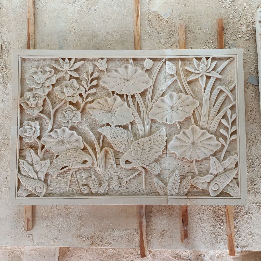Jual relief batu paras design tumbuhan dan bangau | Shopee Indonesia