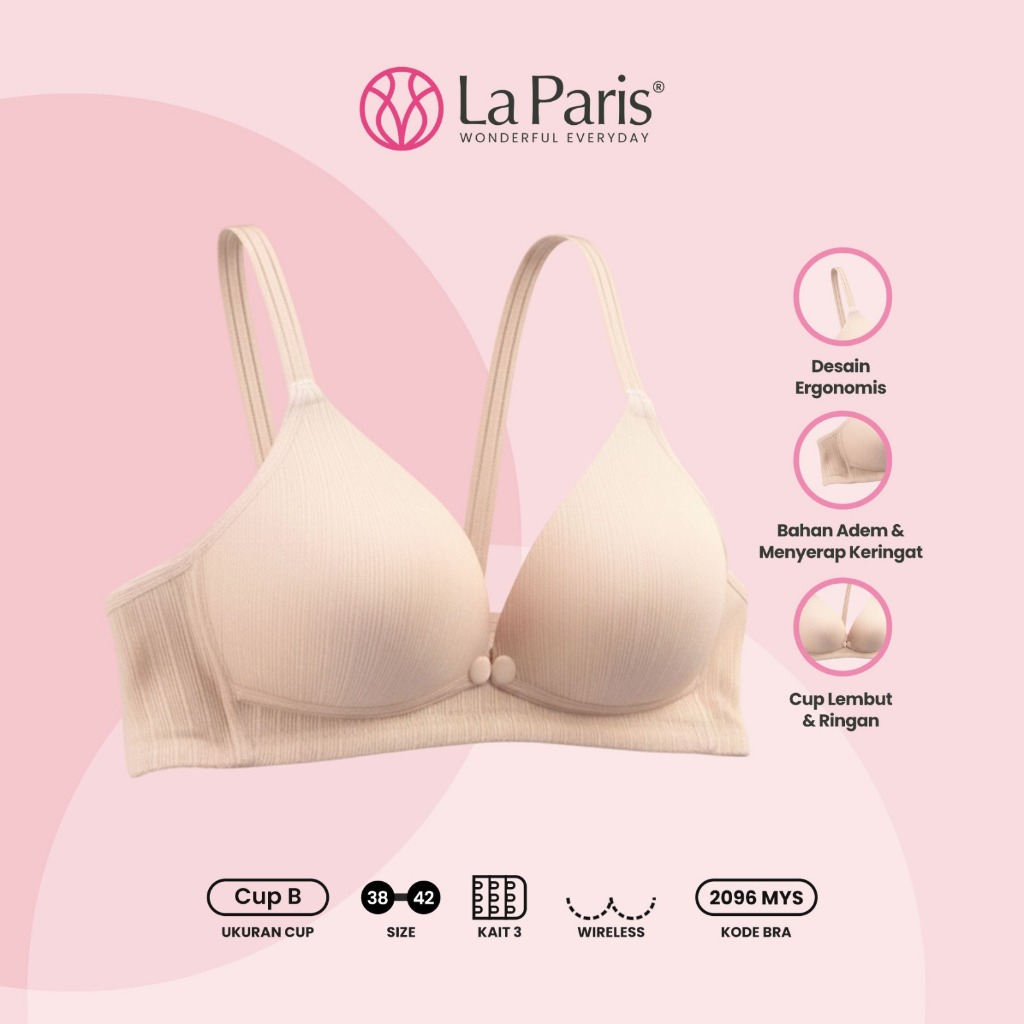 LA PARIS Bra Wanita Push Up Menyusui Nursing Tanpa Kawat Motif Salur