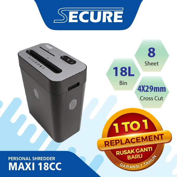 Jual SECURE Paper Shredder Mesin Penghancur Kertas MAXI 18 CC Cross Cut ...
