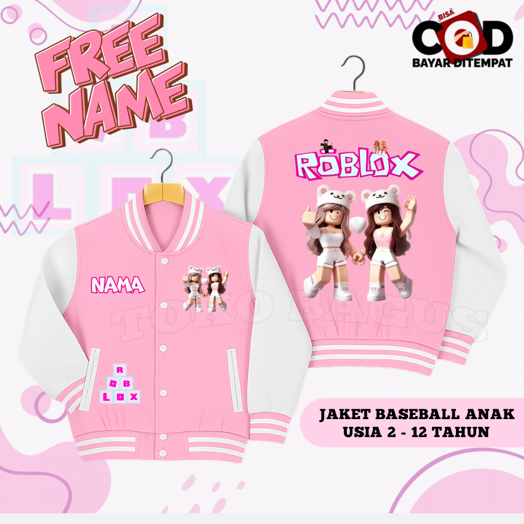 Jual Jaket Varsity Roblox Anak Perempuan | Jaket Baseball Stylish Umur ...