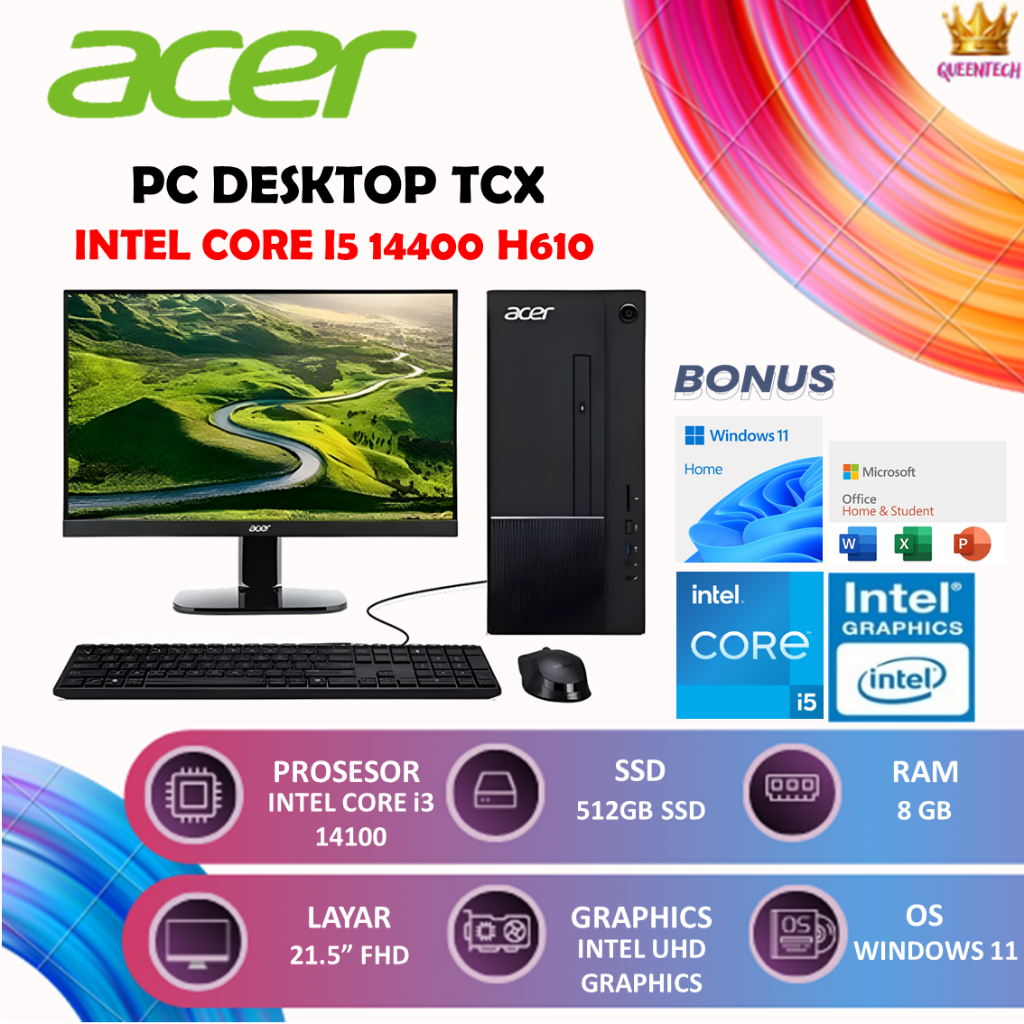 Jual ACER PC DESKTOP TCX INTEL CORE I5 14400 H610 [8GB/512GB] W11+OHS ...