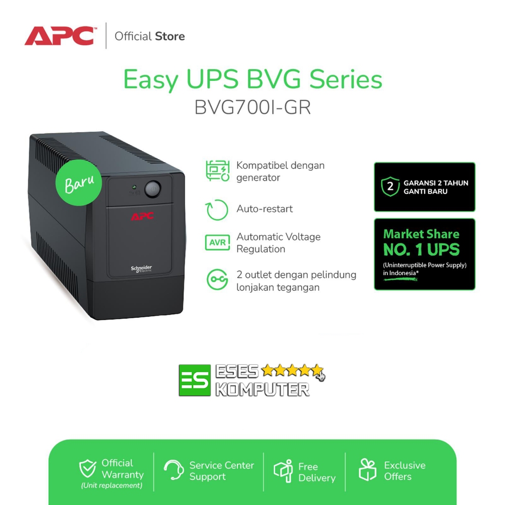 Jual UPS APC Easy UPS BVG 700VA 360W BVG700I-GR Tower 230V Schuko AVR ...