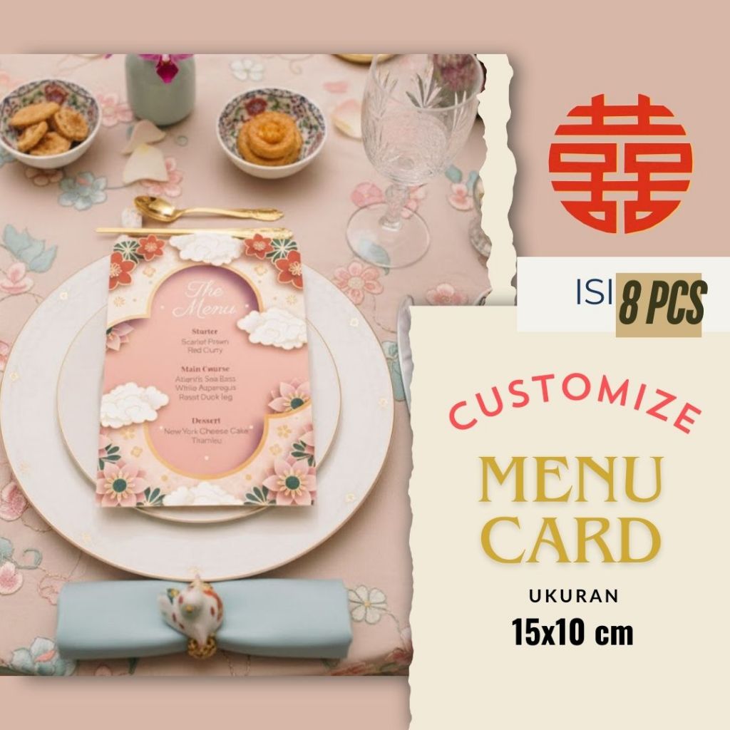 Jual MENU CARD sangjit shuangxi WEDDING CUSTOM | ISI 8pcs Termurah ...
