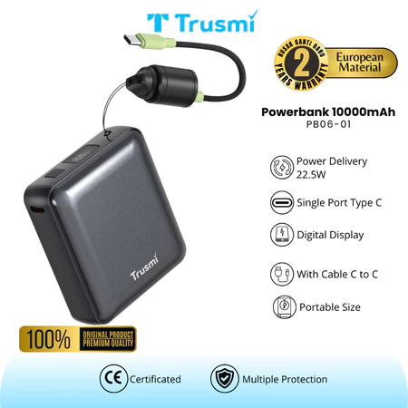 Powerbank 10000mAh PD22.5W Ultra MINI DIGITAL With L+C Cable