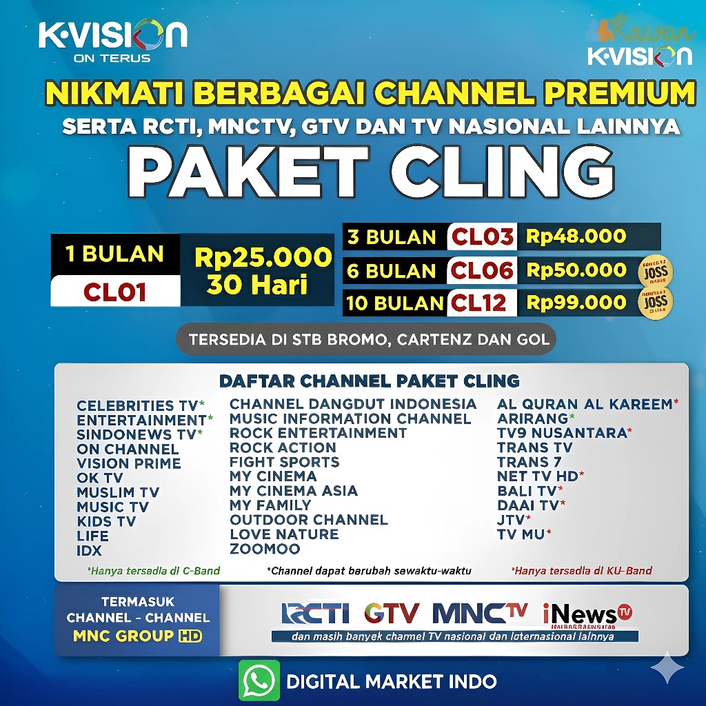 Jual PAKET CLING 1 BULAN K-VISION GOL -- GARDINER OPTUS LG-SAT || PAKET ...