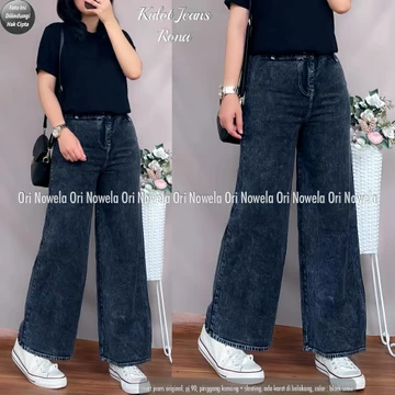 QJ Higwaitshigh Waist Kulot Jeans Wanita Premium Asli Jeans Tebal