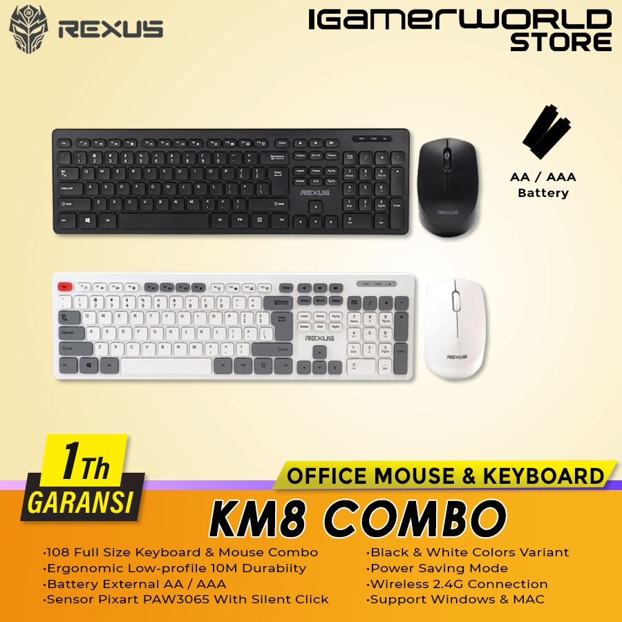 Jual Rexus KM8 Combo Wireless Keyboard Mouse Keyboard Kantor Office ...