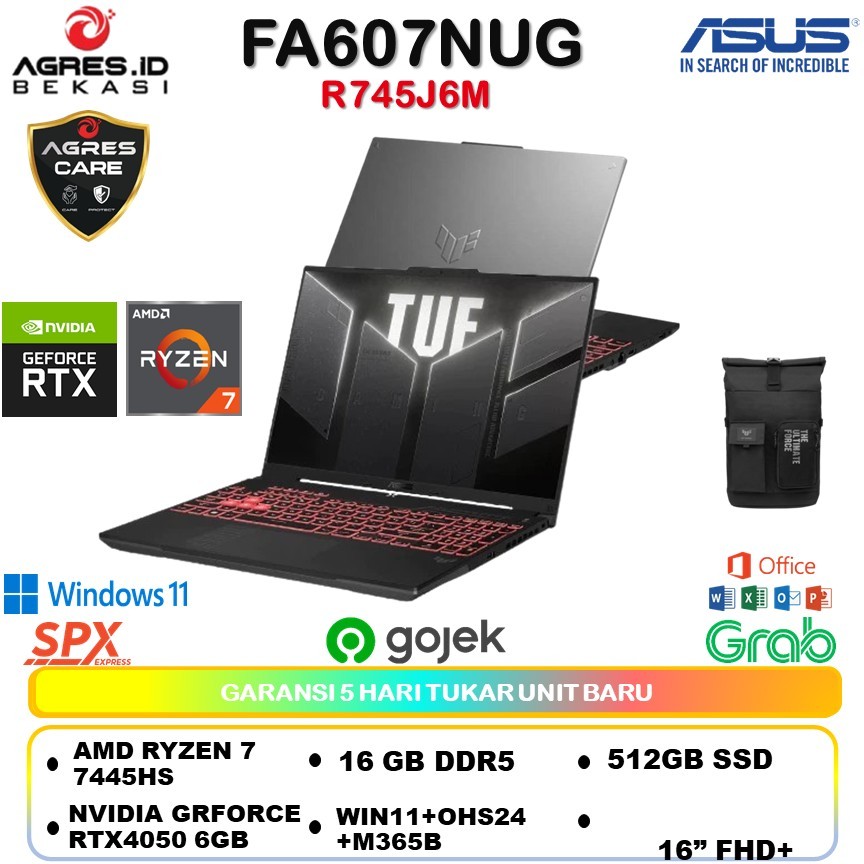 Jual ASUS TUF A16 FA607NUG AMD RYZEN 7 7445HS RTX 4050 6GB (16GB 512GB ...