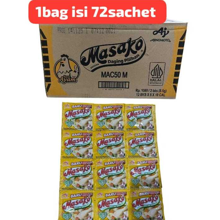 Jual 72 pcs / 6 renteng masako sachet 500 tersedia ayam dan sapi food ...