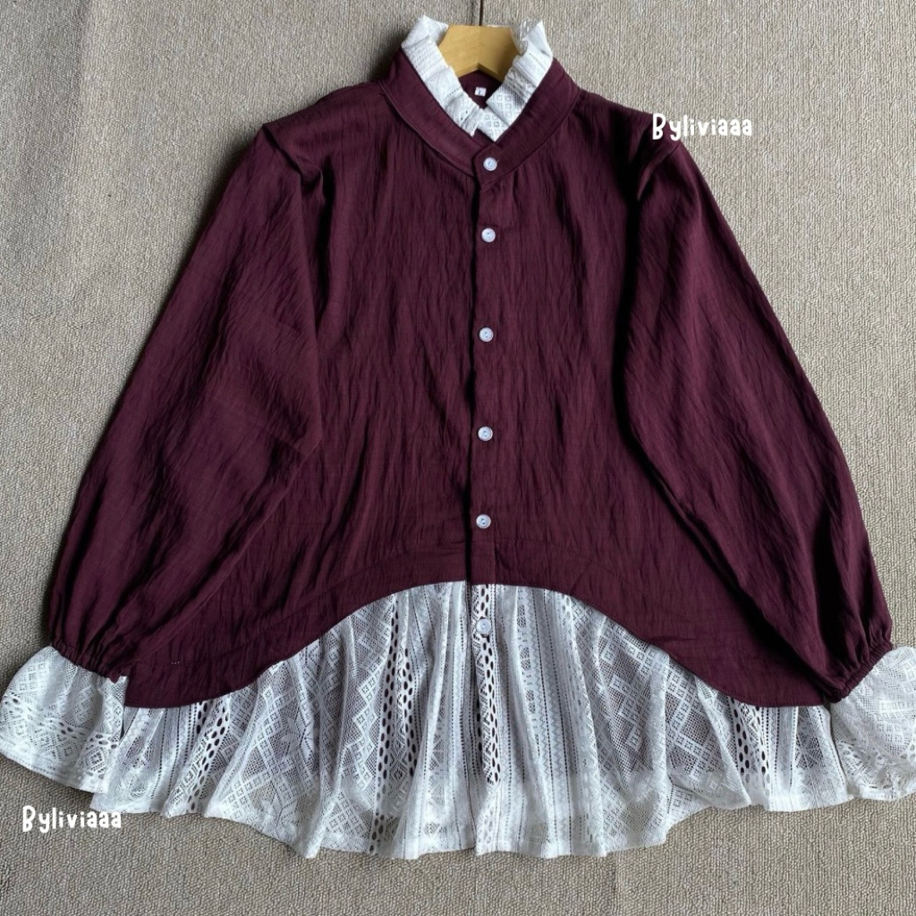 Jual Salmaa Blouse Cantik Mix Lace Burkat | Shopee Indonesia