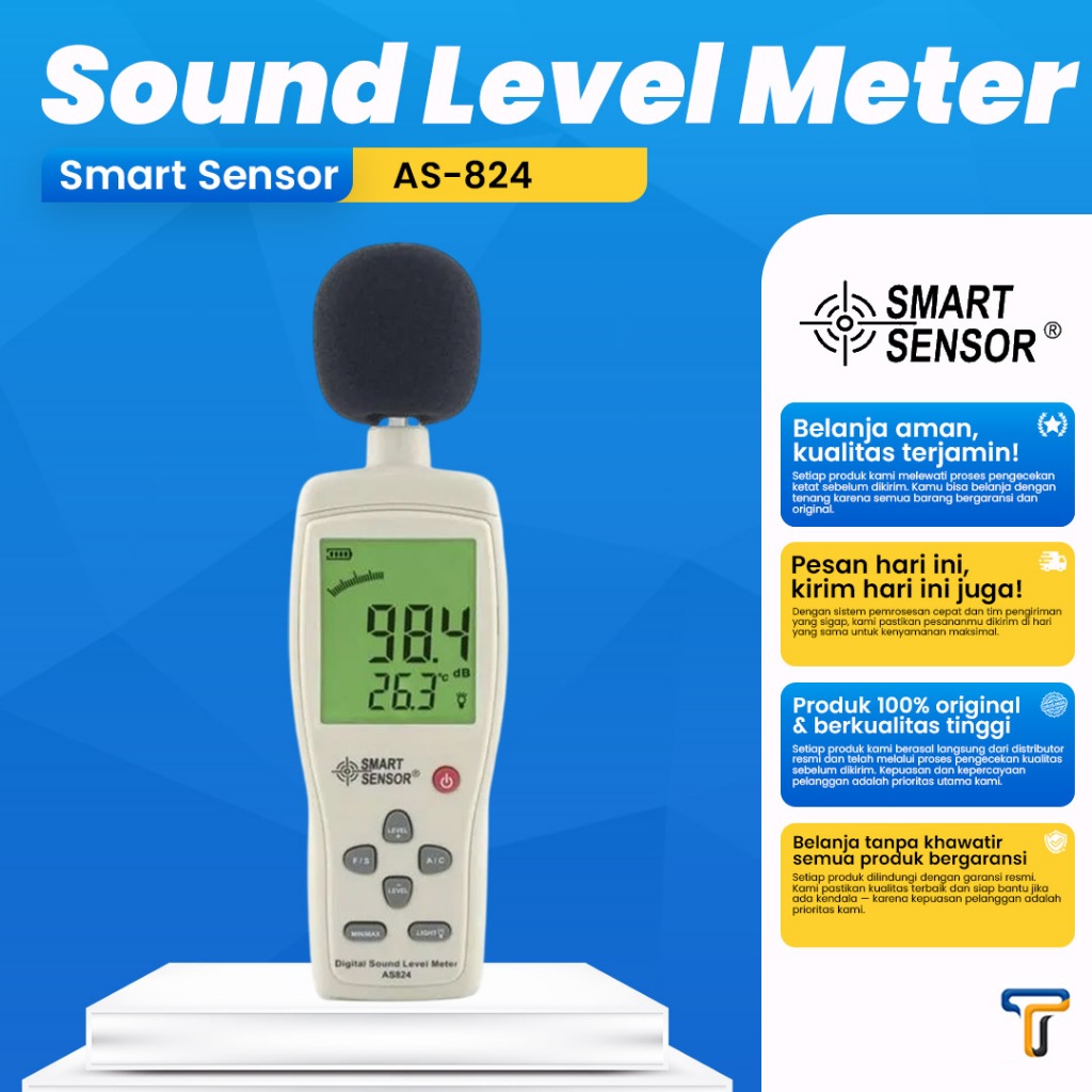 Jual Sound Level Meter Sertifikat Kalibrasi Smart Sensor AS824 ...