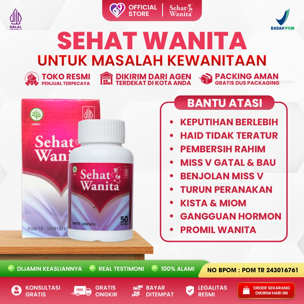 Sehat Wanita Original 100% Asli Isi 50 Kapsul & 100 Kapsul Sudah BPOM dan HALAL MUI