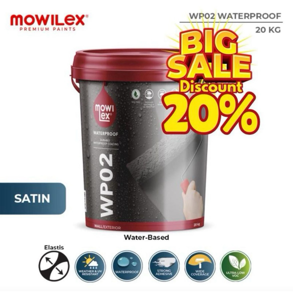 Jual Mowilex WP02 Waterproof Cat Pelapis Anti Bocor 20kg Satin Water ...
