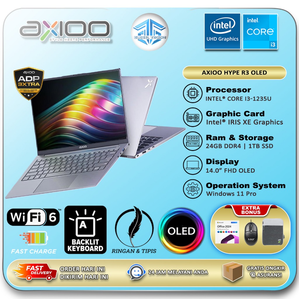 Jual Laptop OLED Axioo Hype R3 Intel core i3 1215U 24GB DDR5 1TB Ssd ...