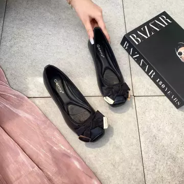 Simoncelli Sepatu Flat Wanita Pita Sepatu Wanita Sepatu Korea Flatshoes Kerja Hitam Sepatu