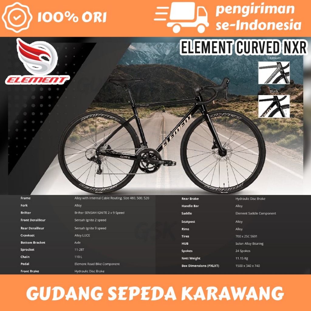 Jual SEPEDA BALAP ELEMENT ROADBIKE CURVED NXR 2X9 700C Garansi Resmi ...