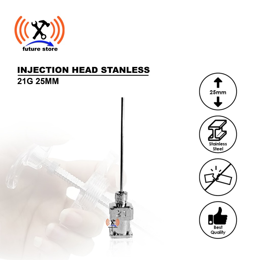 Jual epala Jarum Suntik Injection Head Stainless 21G 25mm Original ...