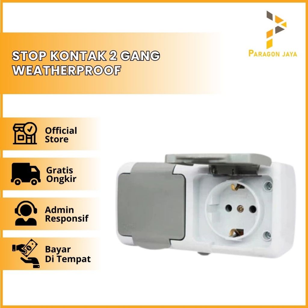 Jual Stop Kontak 2 Gang Weatherproof Atlantic Horizontal Cover Model ...