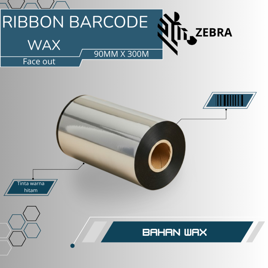 Jual ribbon premium wax 90mm x 300m core 1 inch (face out) ribbon ...