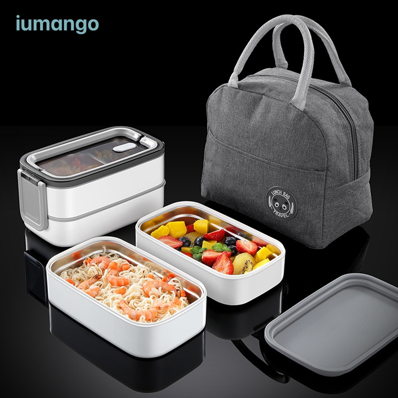 Jual iumango Lunch Box Stainless Kotak Bekal Tahan Panas Kotak Makan 3 ...