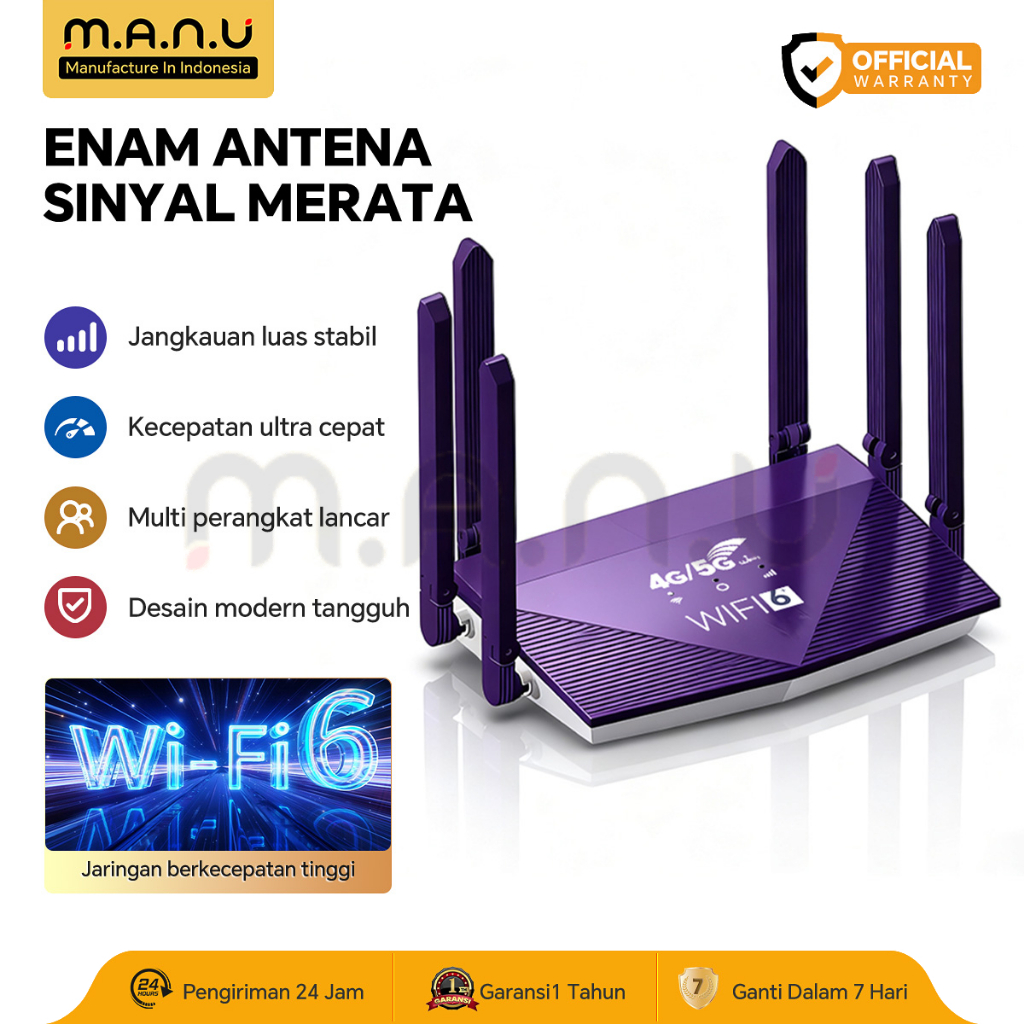 Jual MANU Smart CPE Router WiFi6 4G/5G Modem LTE 6 Antena Kecepatan 300 ...