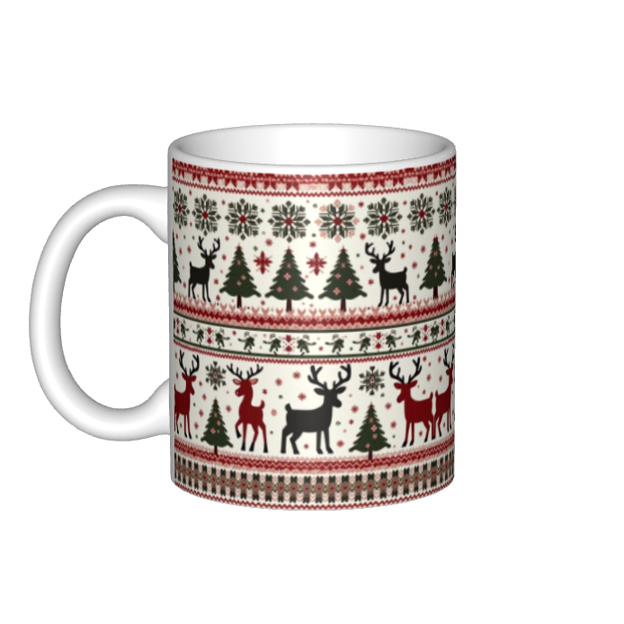 Jual Mug Kopi Natal Pattern Kaus Natal dengan Rusa dan Pohon Natal di ...