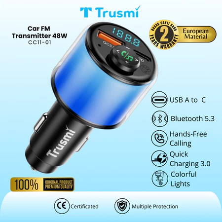 Car FM Transmitter 48W (1A1C) Colorful