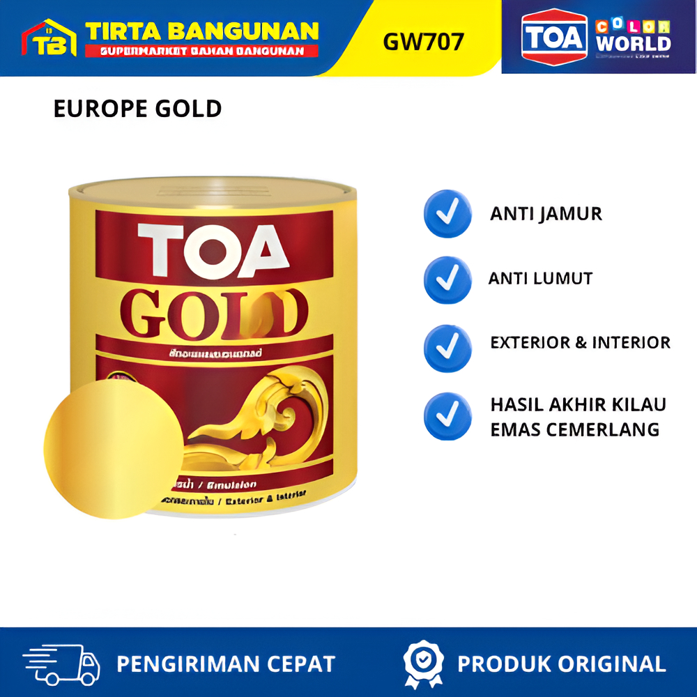 Jual TOA GOLD GW707 EUROPE GOLD 0.946 LITER CAT WARNA EMAS | Shopee ...