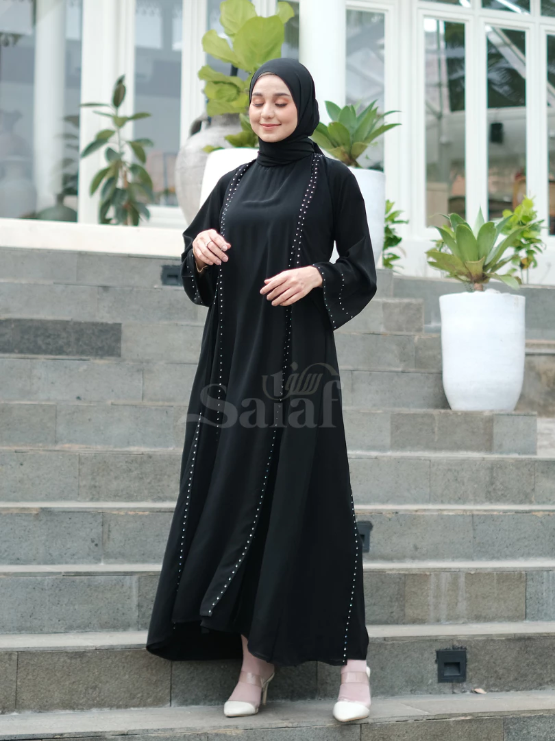 Abaya Turkey Gamis Hitam Turki tampilan belakang elegan