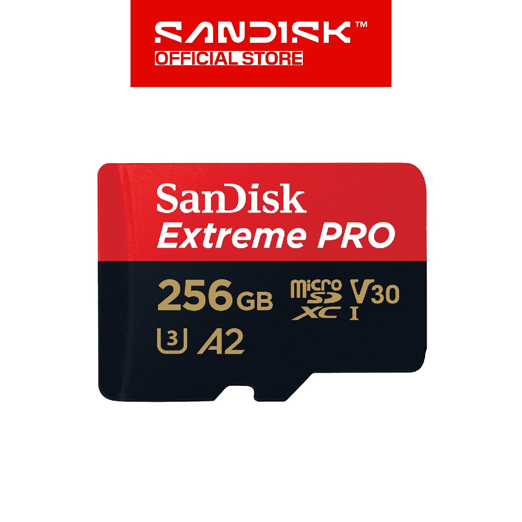 SANDISK microSDXC Extreme Pro 256GB Class 10 UHS-I A2 V30 U3 4K UHD Action Cam (Up to 200MB/s)