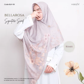Uwais Bellarosa Scarf Hijab Segi Empat Motif Wanita Muslim Anti Nerawang Panas Mudah Dibentuk
