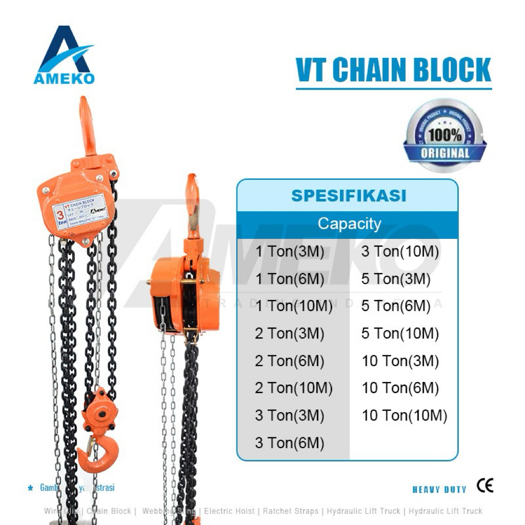 Jual VT CHAIN BLOCK 3 TON PANJANG 3 METER , 6 METER DAN 10 METER ...