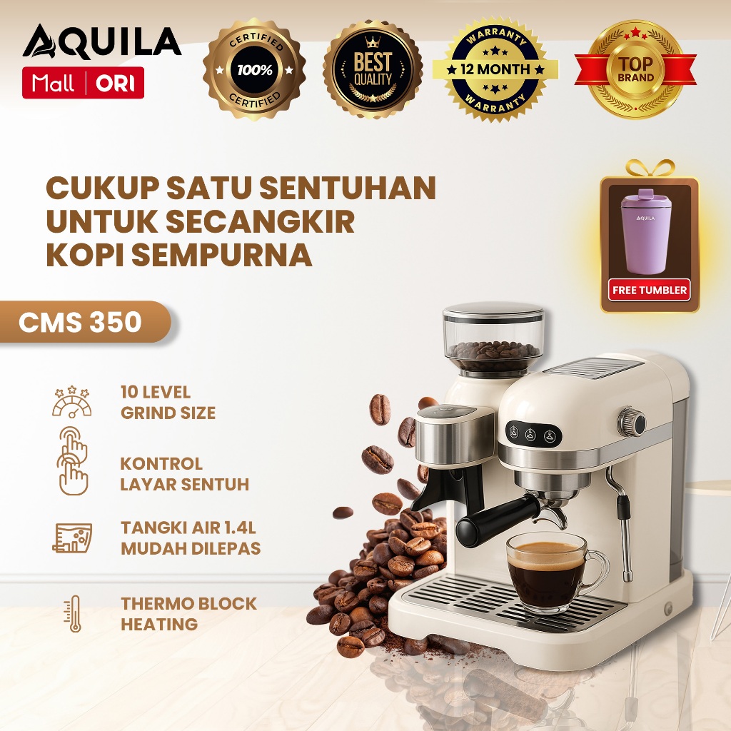 Jual AQUILA CMS 350 KROME NOX MESIN ESPRESSO MACHINE & GRINDER | Shopee ...
