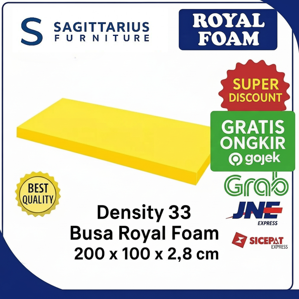 Jual Busa Lembaran Royal Foam D33 (Density 33) Kuning 200x100x2,7 cm ...