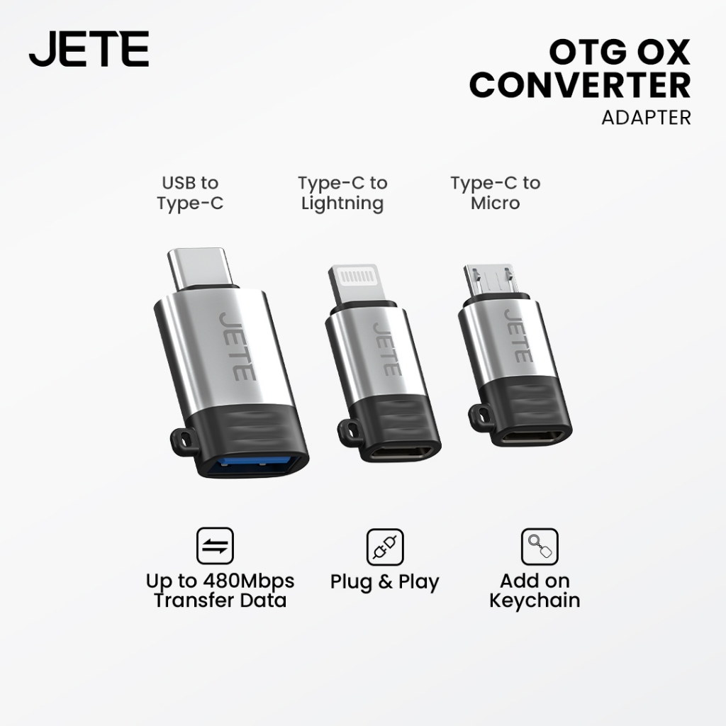 Jual OTG JETE OX Converter Adapter USB Micro Type C Lightning Male To ...