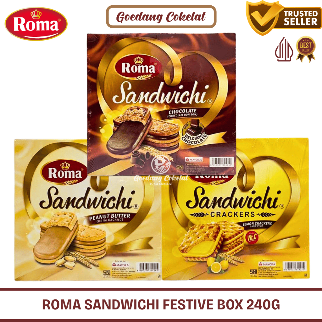Jual Roma Sandwichi Chocolate Peanut Butter Lemon Crackers 240g Biskuit ...